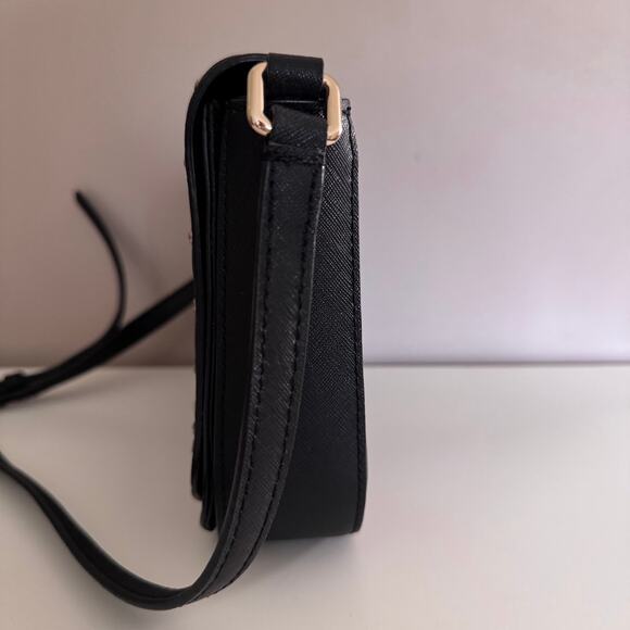 Kate Spade Laurel Way Jeweled Rhinestone Bow Black Leather Crossbody Bag - Picture 5 of 10